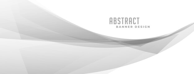 Forma ondulada gris abstracta en banner blanco