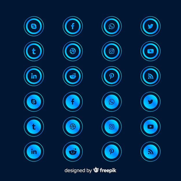 Forma redonda de la colección de logotipos degradados de redes sociales