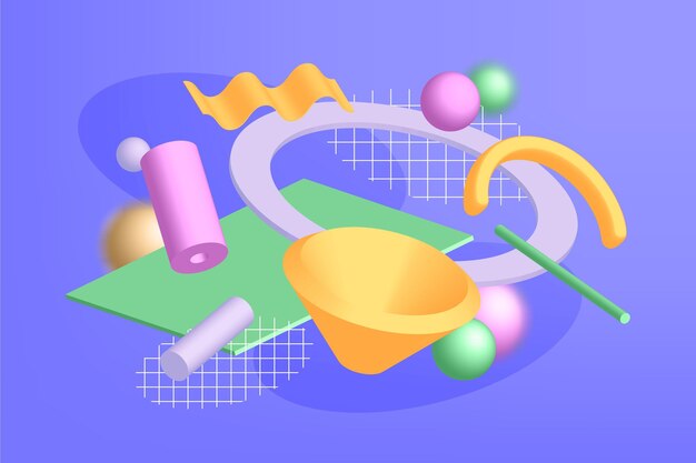 Formas 3D realistas con fondo flotante
