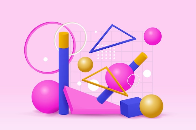 Formas 3D realistas con fondo flotante