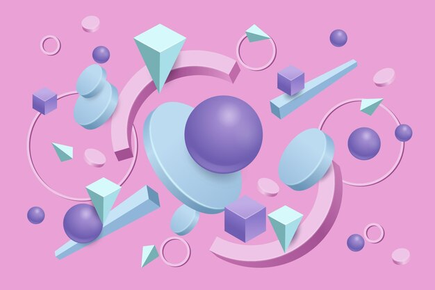 Formas 3D realistas con fondo flotante