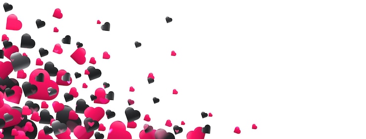 Vector gratuito formas de corazones transparentes de color rosa y negro