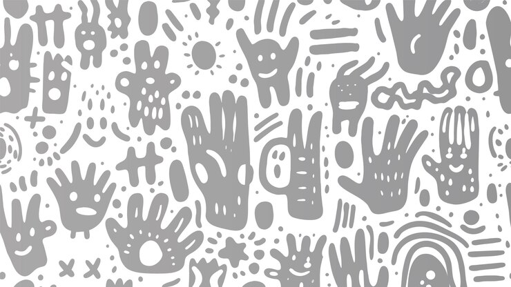 Vector gratuito formas dibujadas a mano de color gris ilustración de patrón