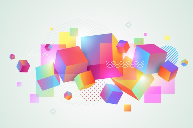 Formas geométricas en capas coloridas 3d para páginas de aterrizaje