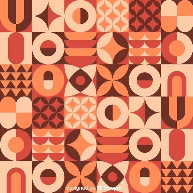 Formas geométricas coloridas con fondo de mosaico