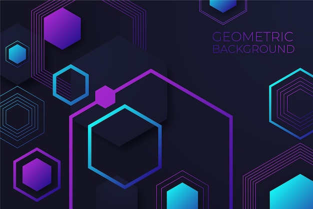Formas geométricas en gradiente sobre un fondo oscuro