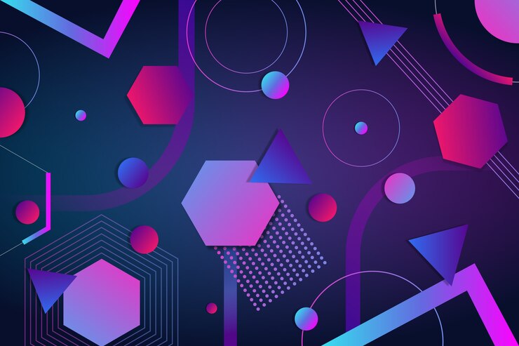 Vector gratuito formas geométricas en gradiente sobre un fondo oscuro