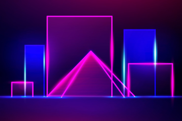 Vector gratuito formas geométricas luces de neón diseño de fondo