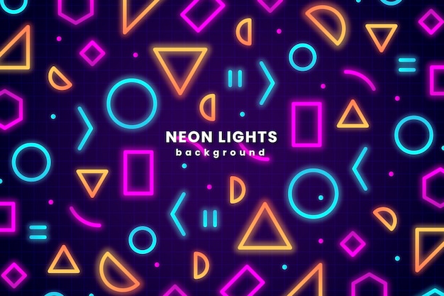 Formas geométricas luces de neón fondo