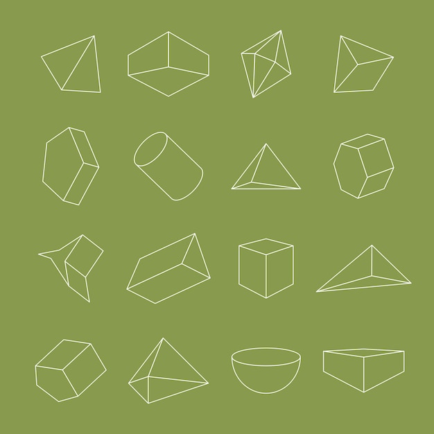 Formas geométricas mínimas en conjunto de fondo verde