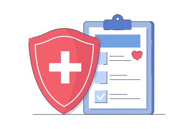 Formulario de reclamación de seguro de salud plano y escudo protector