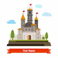 Vector gratuito fortaleza medieval con torres