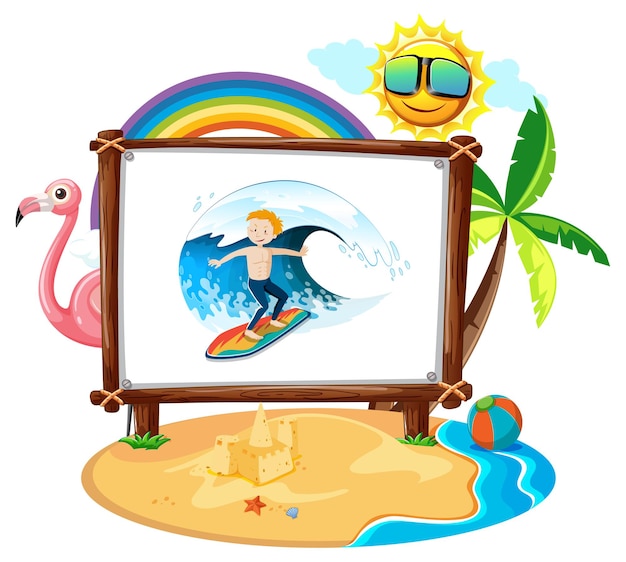 Foto de joven en la escena de la playa aislada