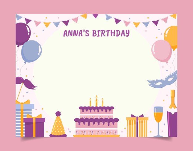 Fotocall de celebración de cumpleaños de diseño plano