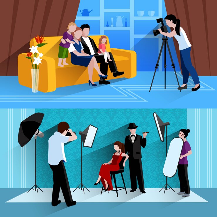 Vector gratuito fotógrafo conjunto de banners