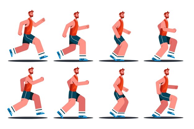 Fotogramas de animación de personajes planos