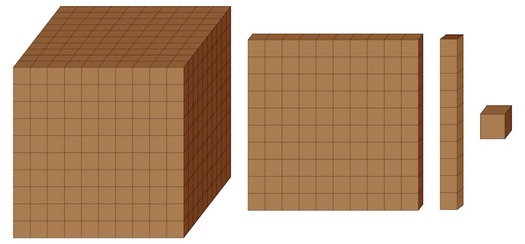 Vector gratuito fracciones matemáticas con bloques 3d