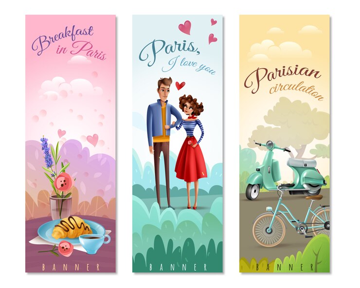Vector gratuito francia paris banners verticales
