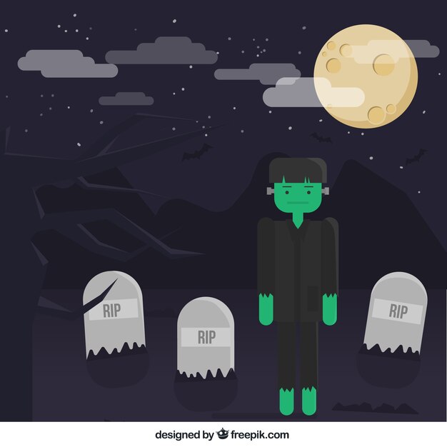 Frankenstein lindo en el cementerio