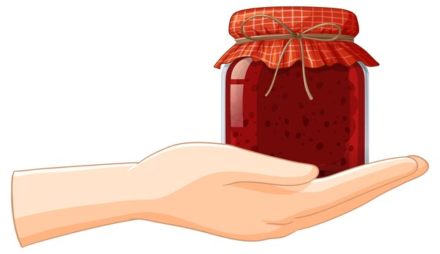 Un frasco de mermelada en la mano