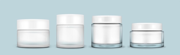 Vector gratuito frasco de vidrio de crema con maqueta de tapa blanca