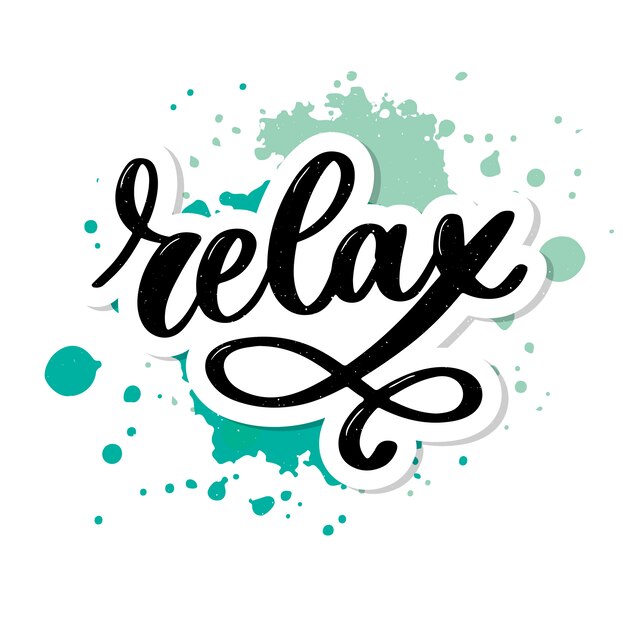 Frase de letras tipografía dibujada a mano relax | Vector Premium