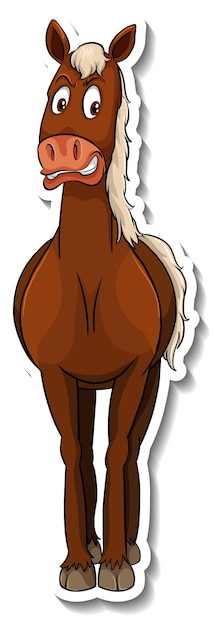 Vector gratuito frente del lindo animal de dibujos animados de caballo pegatina