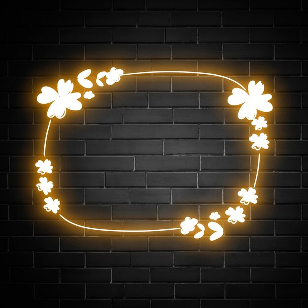 Frontera brillante floral del marco de neón del vector