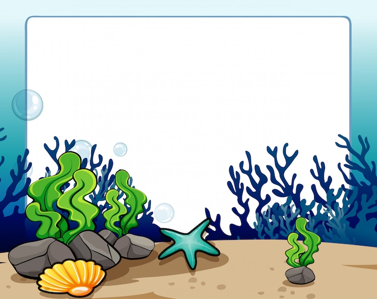Vector gratuito frontera con escena submarina