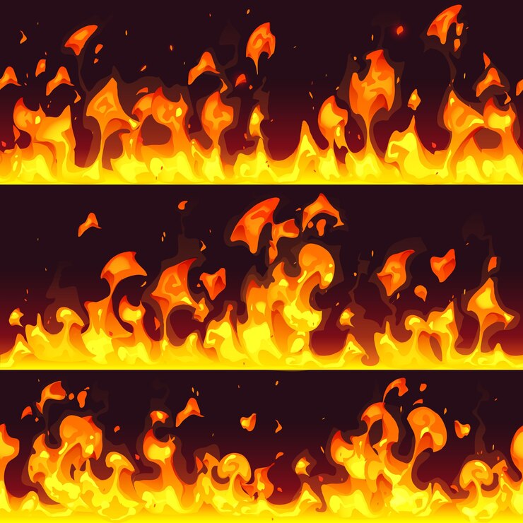 Vector gratuito frontera de fuego de dibujos animados hermosa