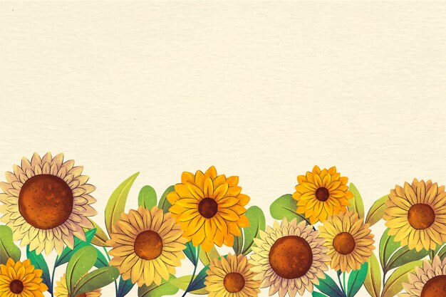 Frontera de girasol acuarela
