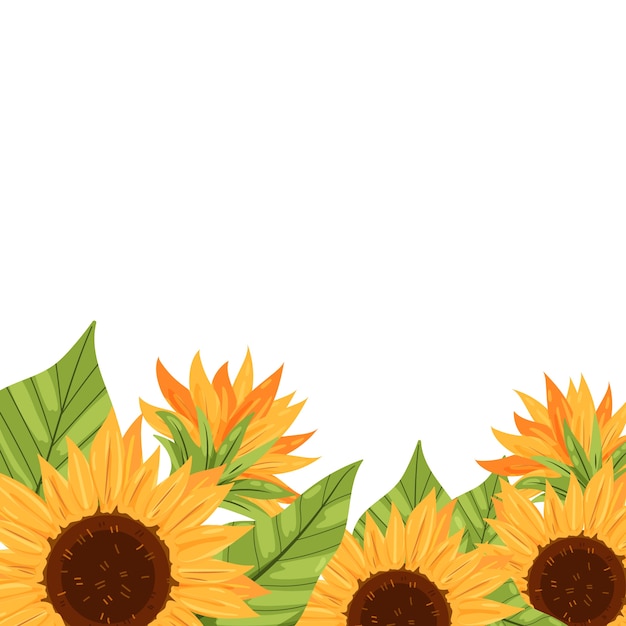 Vector gratuito frontera de girasol de diseño plano dibujado a mano