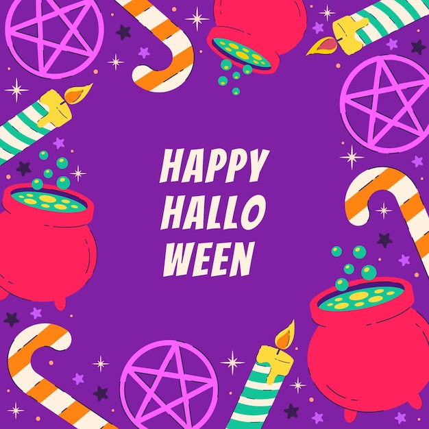 Vector gratuito frontera de halloween plana dibujada a mano