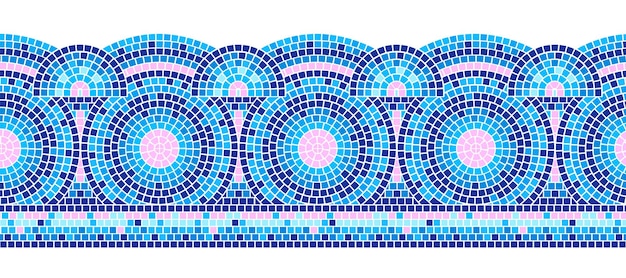 Frontera de mosaico decorativo con patrón circular
