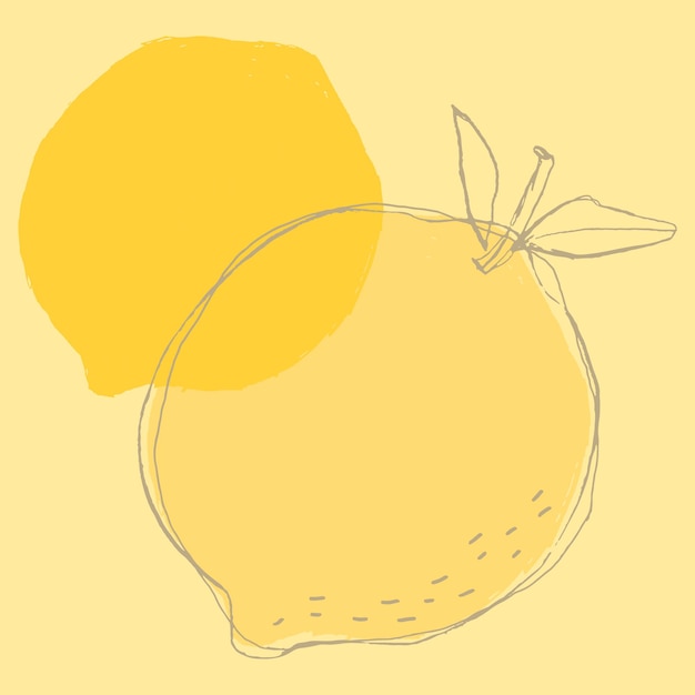 Fruta doodle espacio de diseño de limón amarillo
