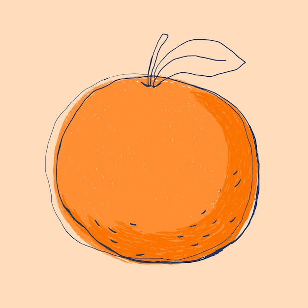Vector gratuito fruta doodle logo naranja dibujado a mano