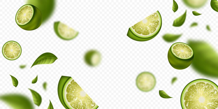 fruta de lima sobre un fondo transparente