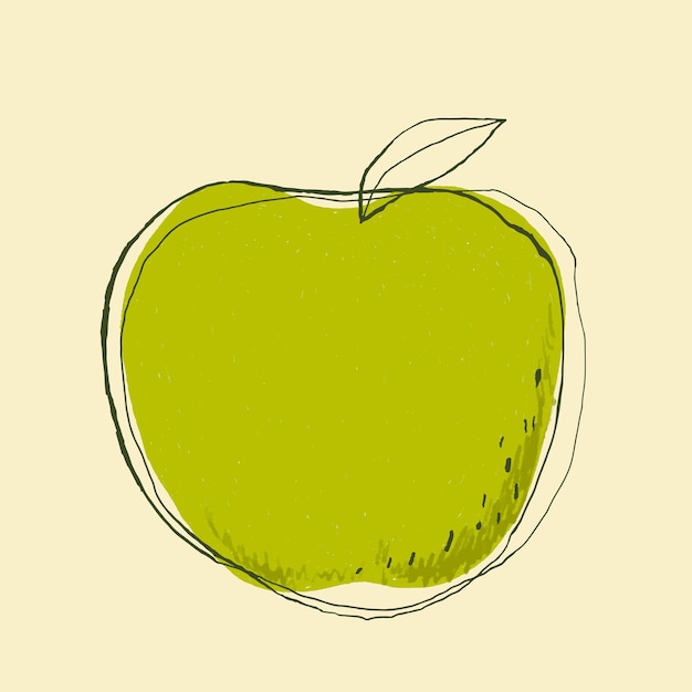 Fruta de manzana de arte lindo doodle