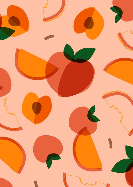 Vector gratuito fruta del melocotón estilo memphis