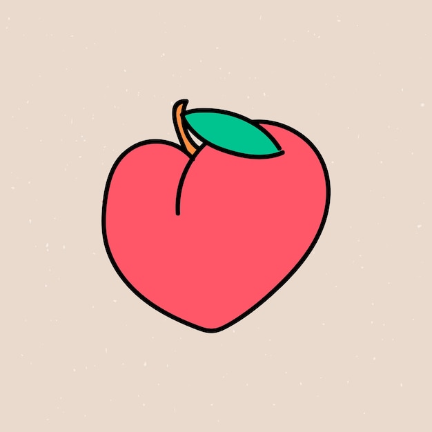 Fruta de melocotón madura ilustrada en un vector de fondo beige