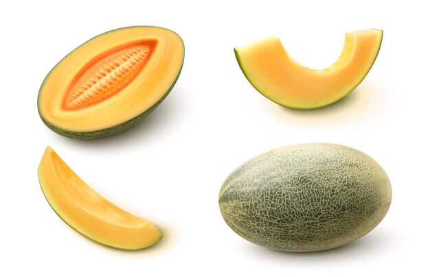 Fruta de melón dulce y jugosa madura 3d