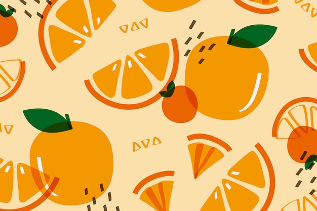 Fruta naranja al estilo memphis.