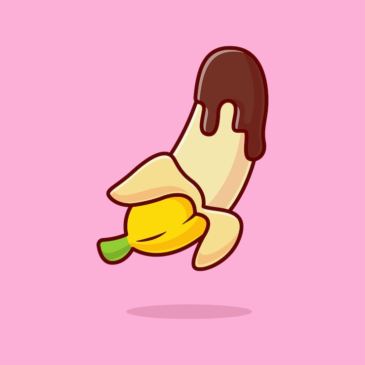 Vector gratuito fruta de plátano con chocolate icono vectorial de dibujos animados ilustración de alimentos icono de objeto icono plano aislado vector