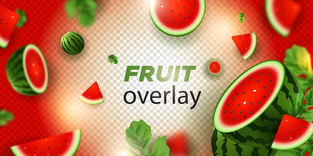 fruta de sandía sobre un fondo transparente