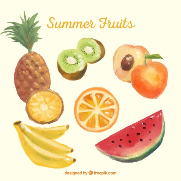 Vector gratuito fruta de verano en acuarela