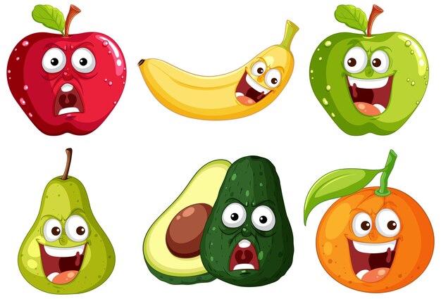 Frutas animadas divertidas con expresiones
