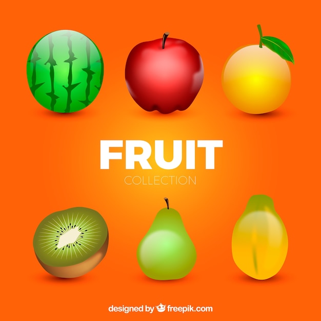 Frutas de colores en diseño realista