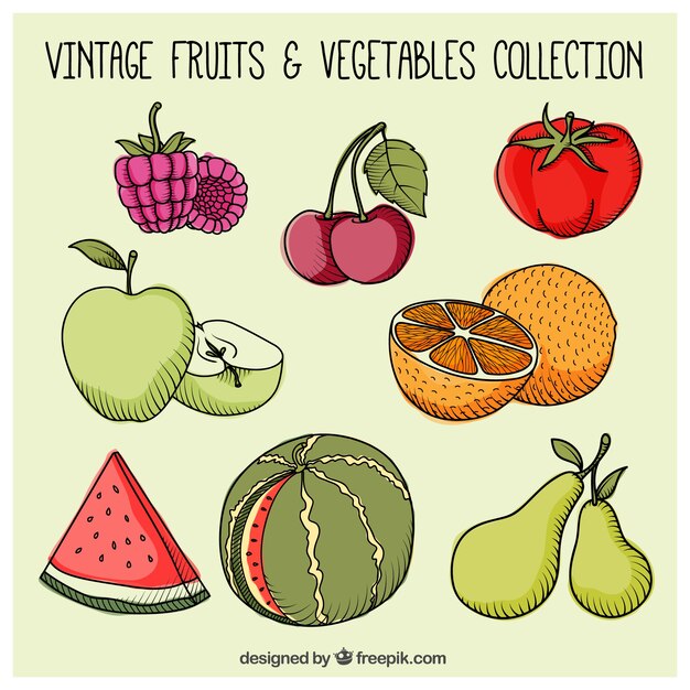 Frutas saludables dibujadas a mano 