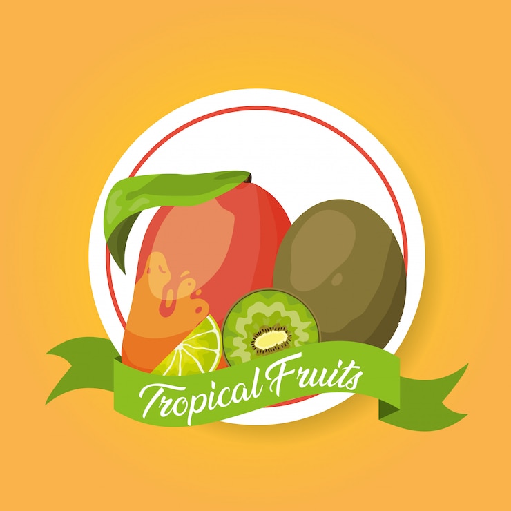 Vector gratuito frutas tropicales de fondo