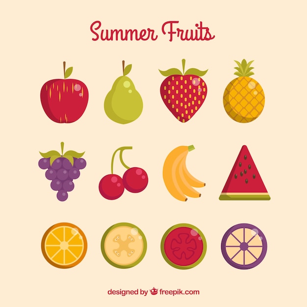 Vector gratuito frutas de verano bonitas